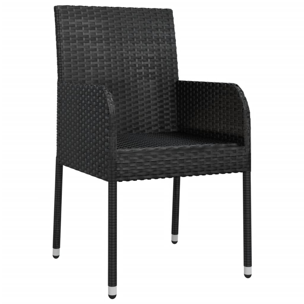 vidaXL Garden Chairs with Cushions 2 pcs Poly Rattan Black