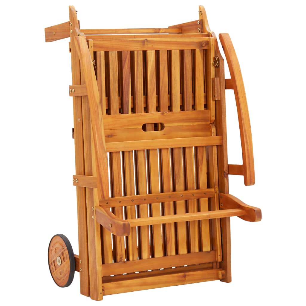 vidaXL Garden Sun Lounger with Table and Cushion Solid Wood Acacia