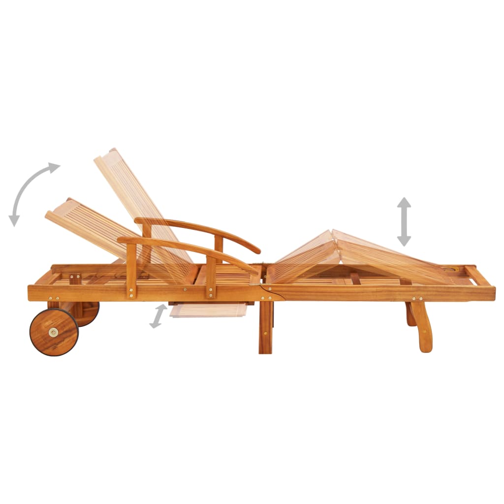vidaXL Garden Sun Lounger with Table and Cushion Solid Wood Acacia