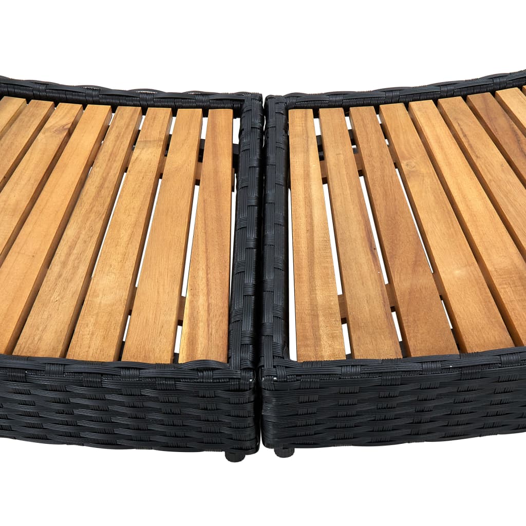 vidaXL Spa Surround Black Poly Rattan and Acacia Wood