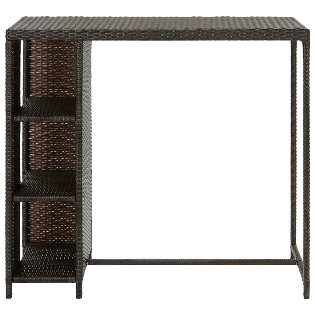 vidaXL Bar Table with Storage Rack Brown 120x60x110 cm Poly Rattan