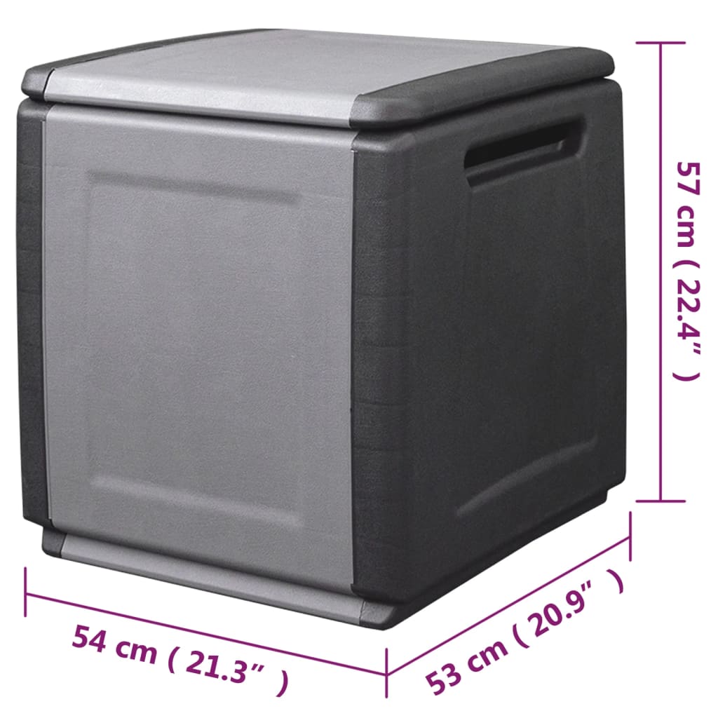 vidaXL Garden Storage Box 54x53x57 cm 130 L Dark Grey and Black