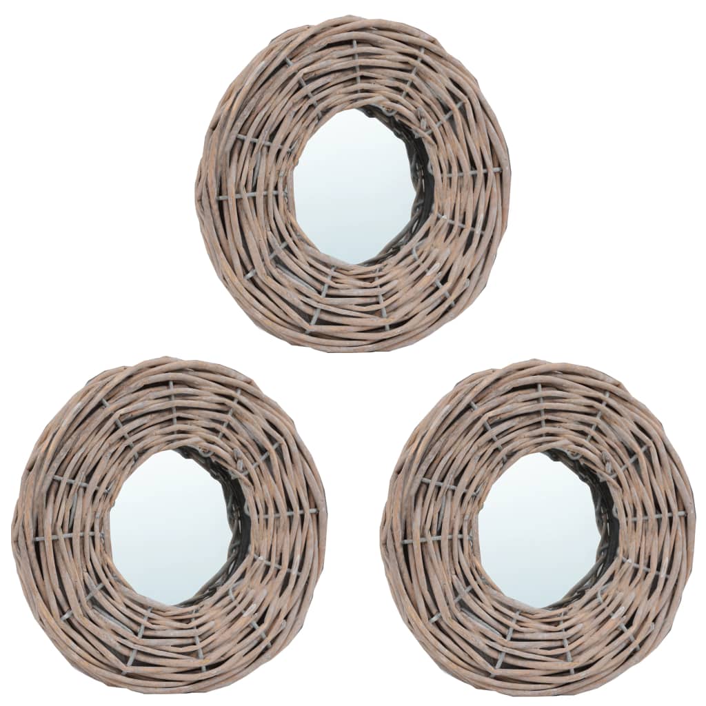 vidaXL Mirrors 3 pcs 15 cm Wicker