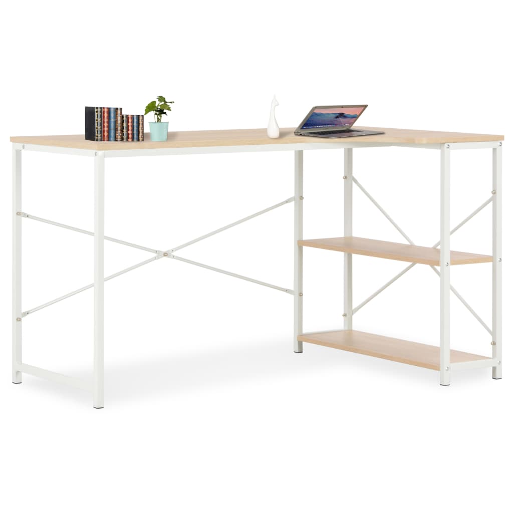 vidaXL Computer Desk White and Oak 120x72x70 cm