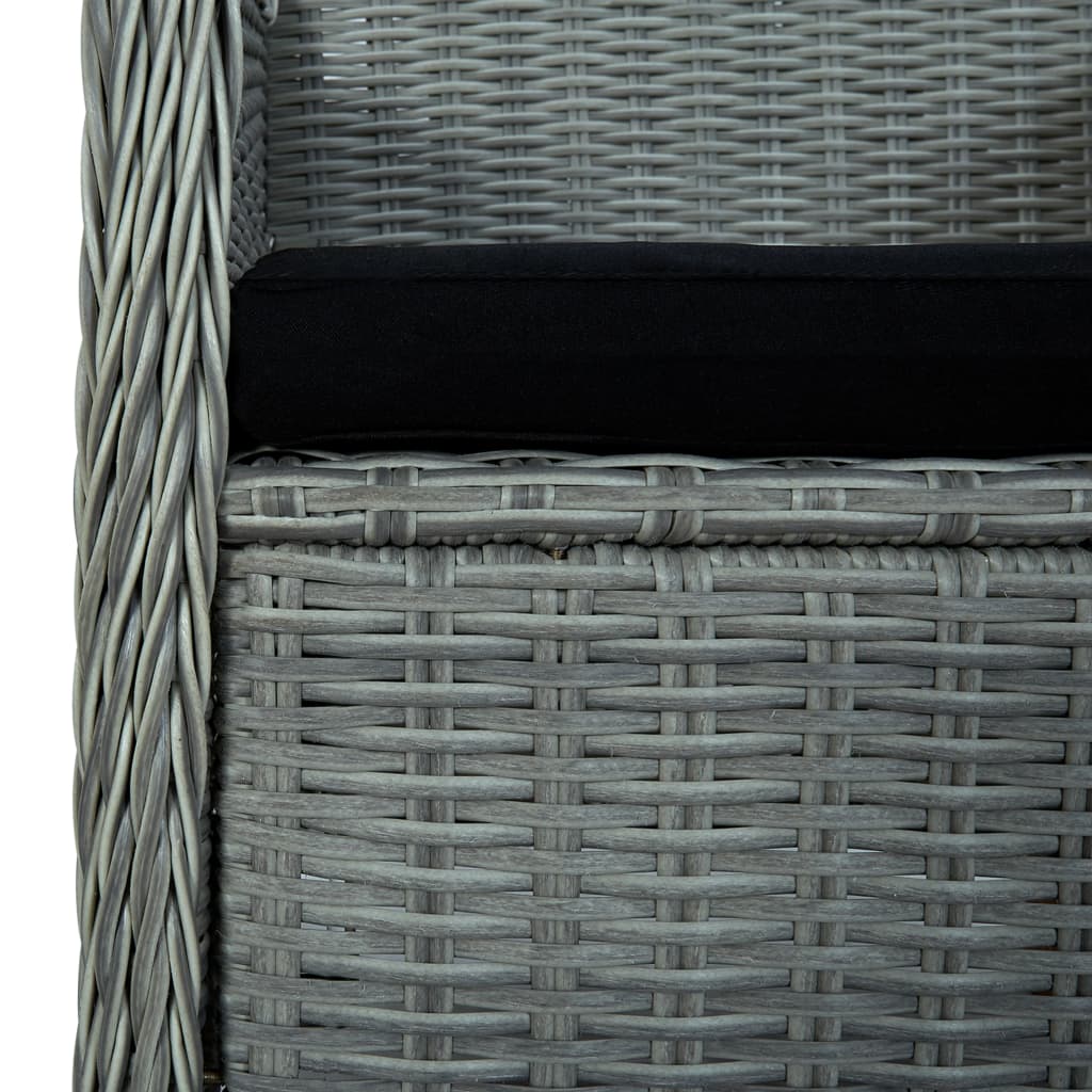 vidaXL 9 Piece Outdoor Dining Set with Cushions Poly Rattan Light Grey