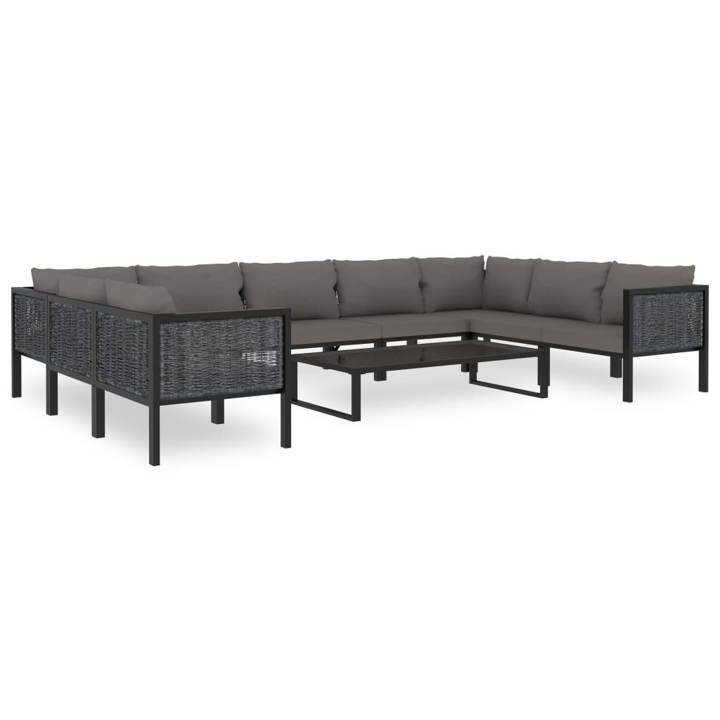 vidaXL Right Corner Sofa with Cushion Anthracite Poly Rattan
