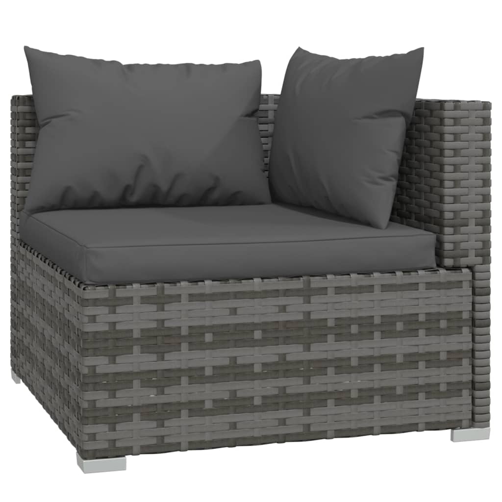 vidaXL 5 Piece Garden Lounge Set with Cushions Poly Rattan Grey