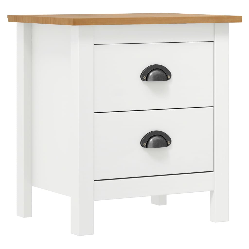 vidaXL Bedside Cabinet Hill White 46x35x49.5 cm Solid Pine Wood