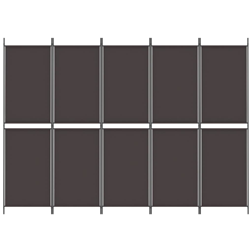 vidaXL 5-Panel Room Divider Brown 250x180 cm Fabric
