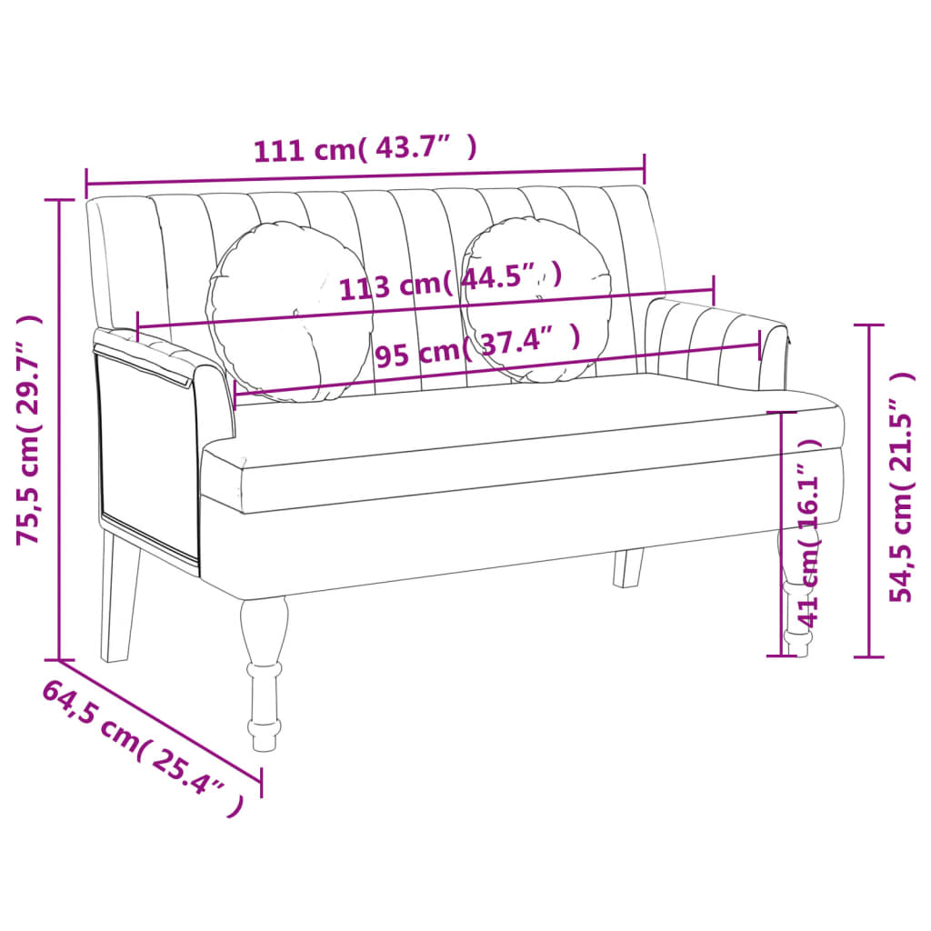 vidaXL Bench with Cushions Dark Green 113x64.5x75.5 cm Fabric