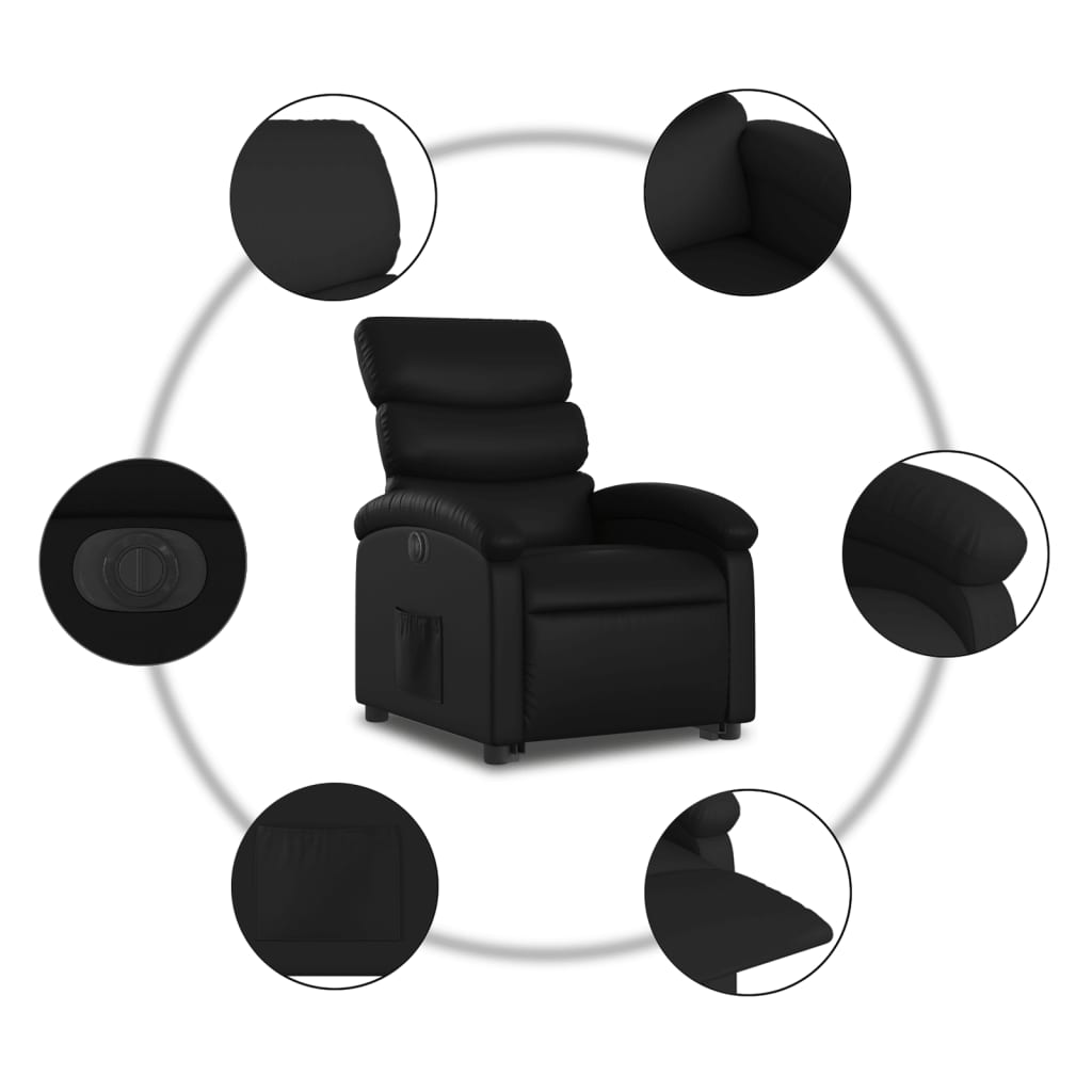 vidaXL Electric Stand up Recliner Chair Black Faux Leather