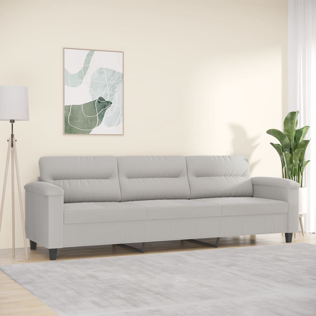 vidaXL 3-Seater Sofa Light Grey 210 cm Microfibre Fabric