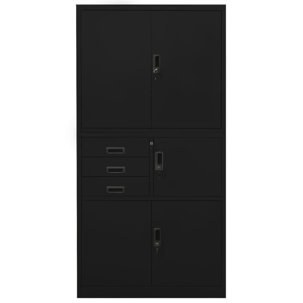 vidaXL Office Cabinet Black 90x40x180 cm Steel