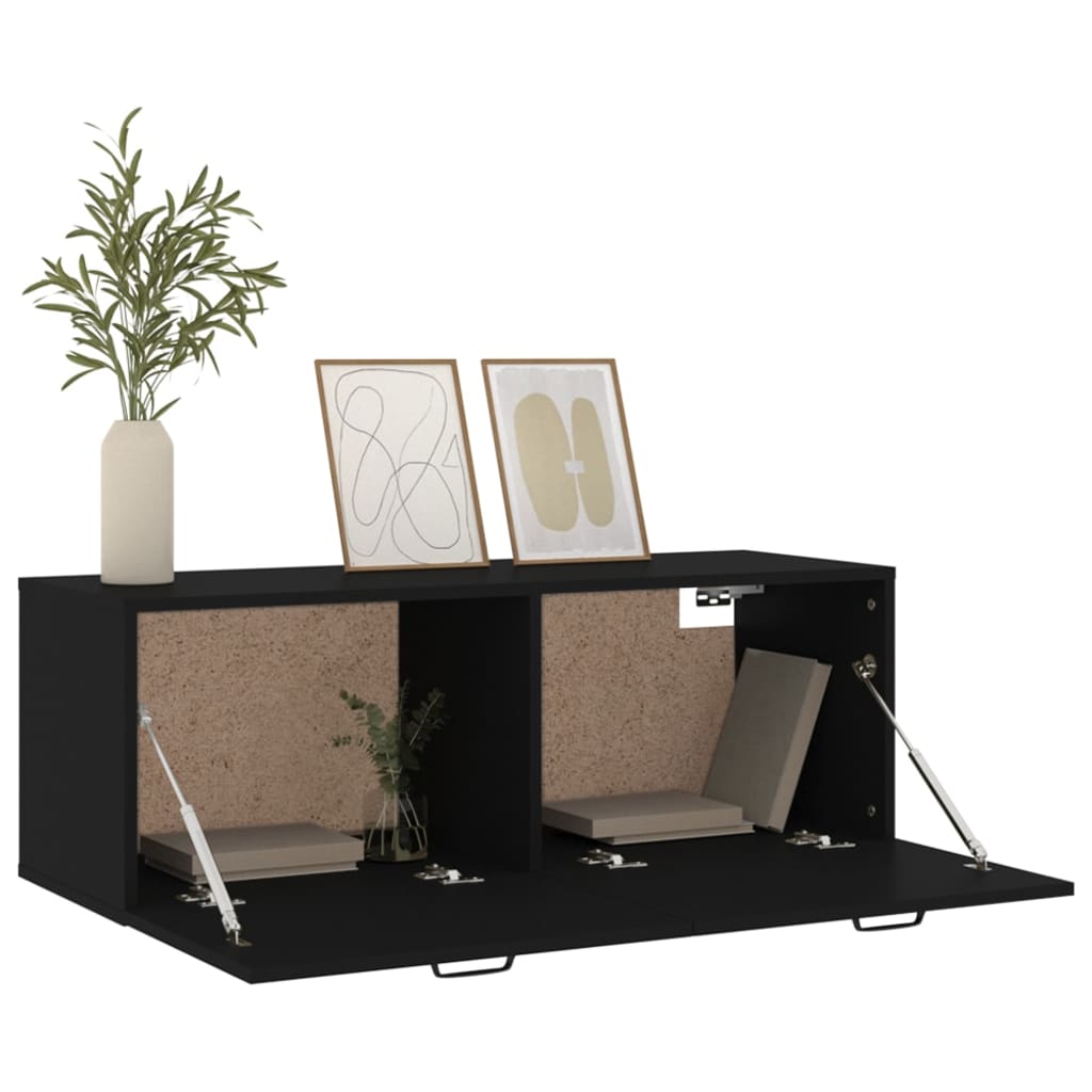 vidaXL Wall Cabinet Black 100x36.5x35 cm Engineered Wood
