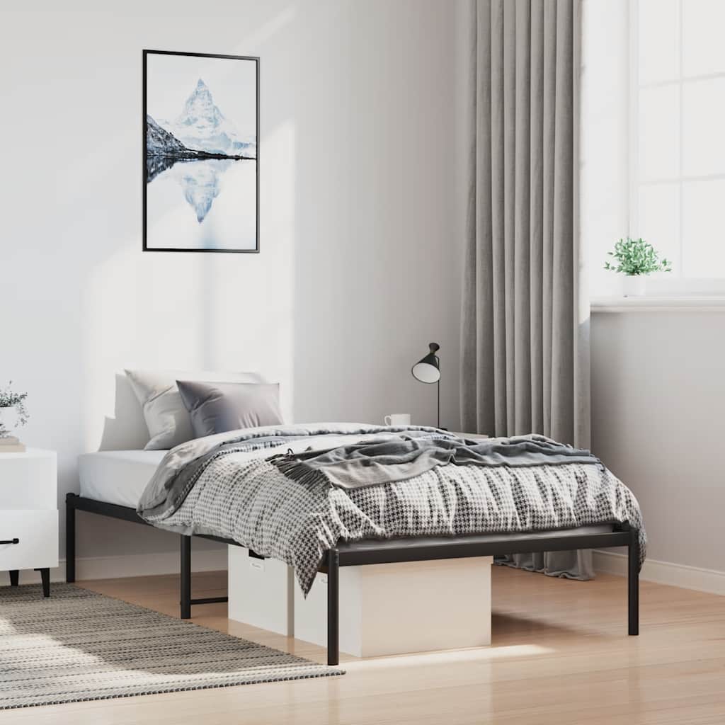 vidaXL Metal Bed Frame Black 100x200 cm