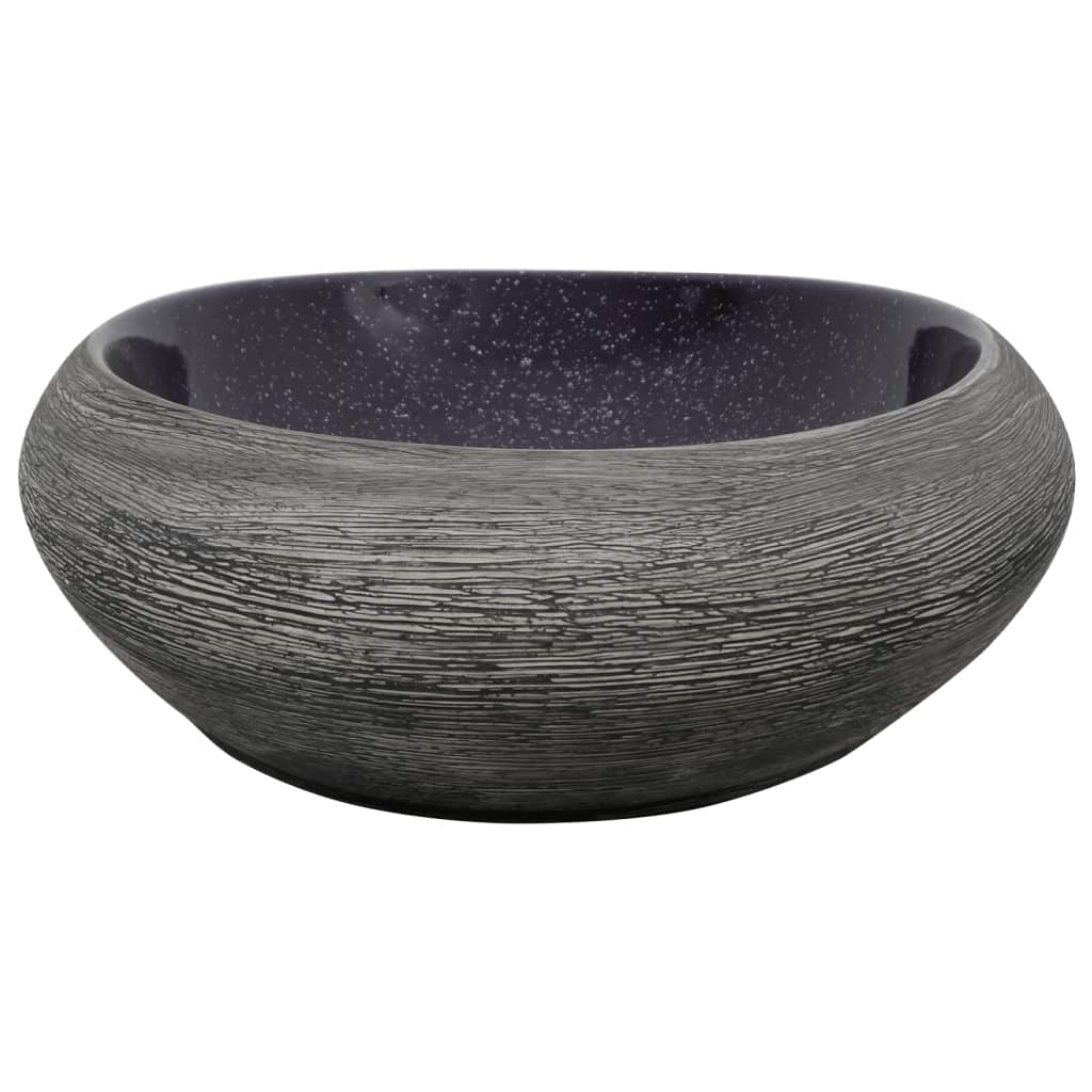 vidaXL Countertop Basin Purple and Grey Oval 59x40x14 cm Ceramic ...