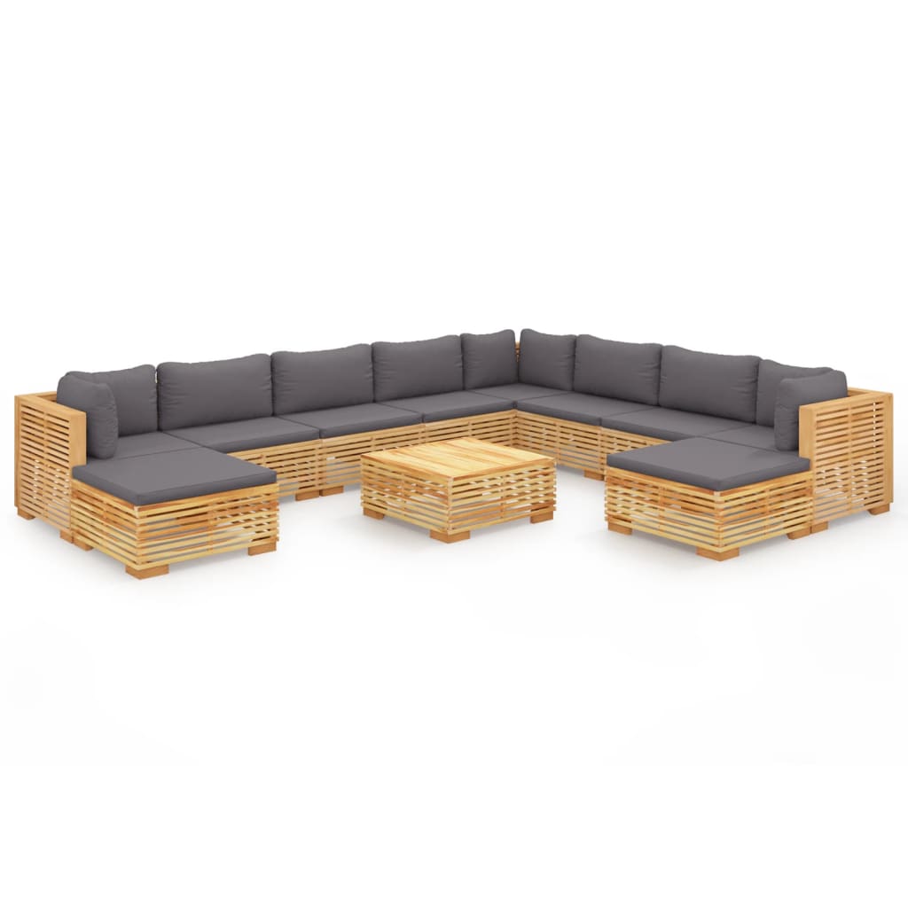 vidaXL 11 Piece Garden Lounge Set with Cushions Solid Teak Wood