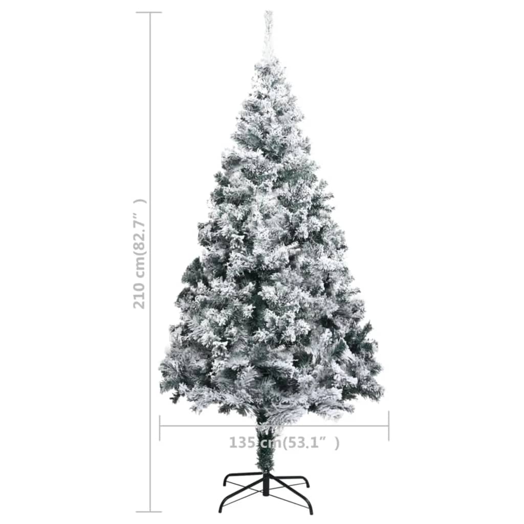 vidaXL Artificial Pre-lit Christmas Tree with Flocked Snow Green 210 cm