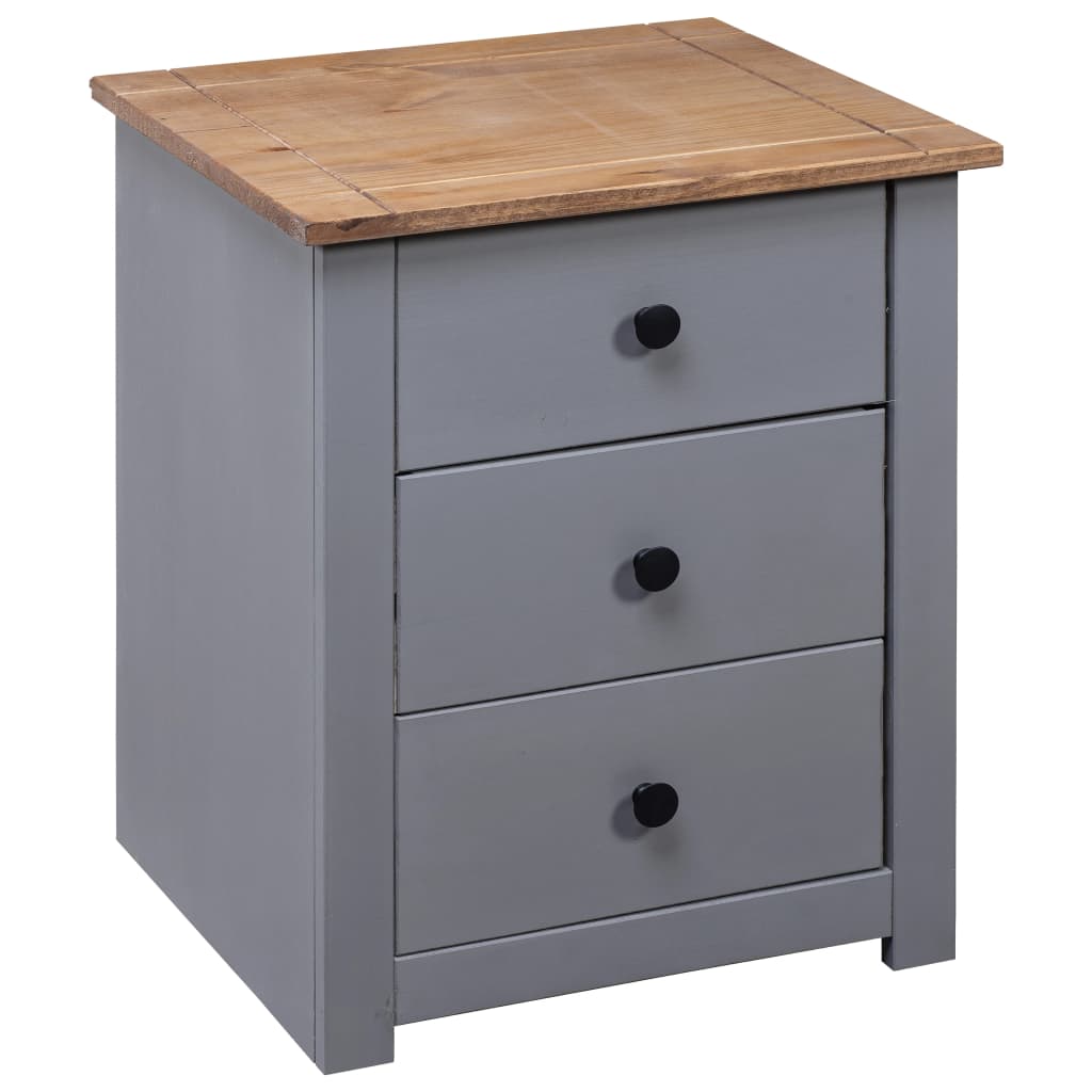 vidaXL Bedside Cabinet Grey 46x40x57 cm Pinewood Panama Range