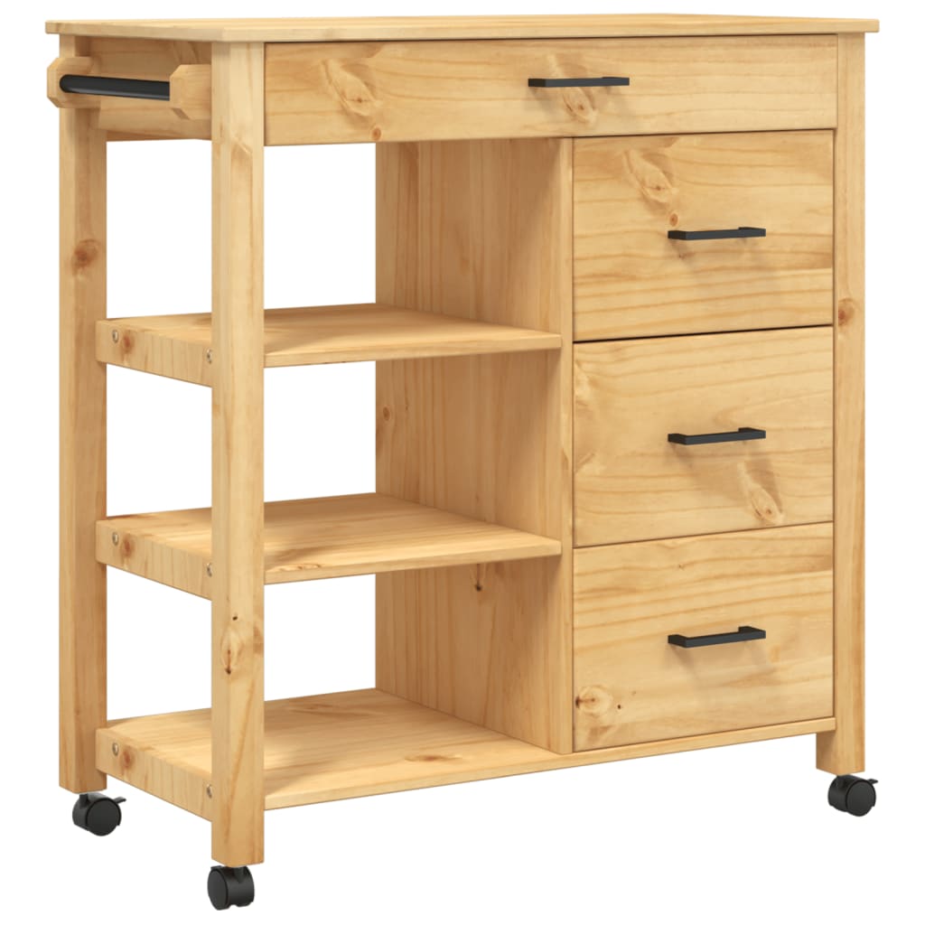 vidaXL Kitchen Trolley MONZA 84x40x90 cm Solid Wood Pine