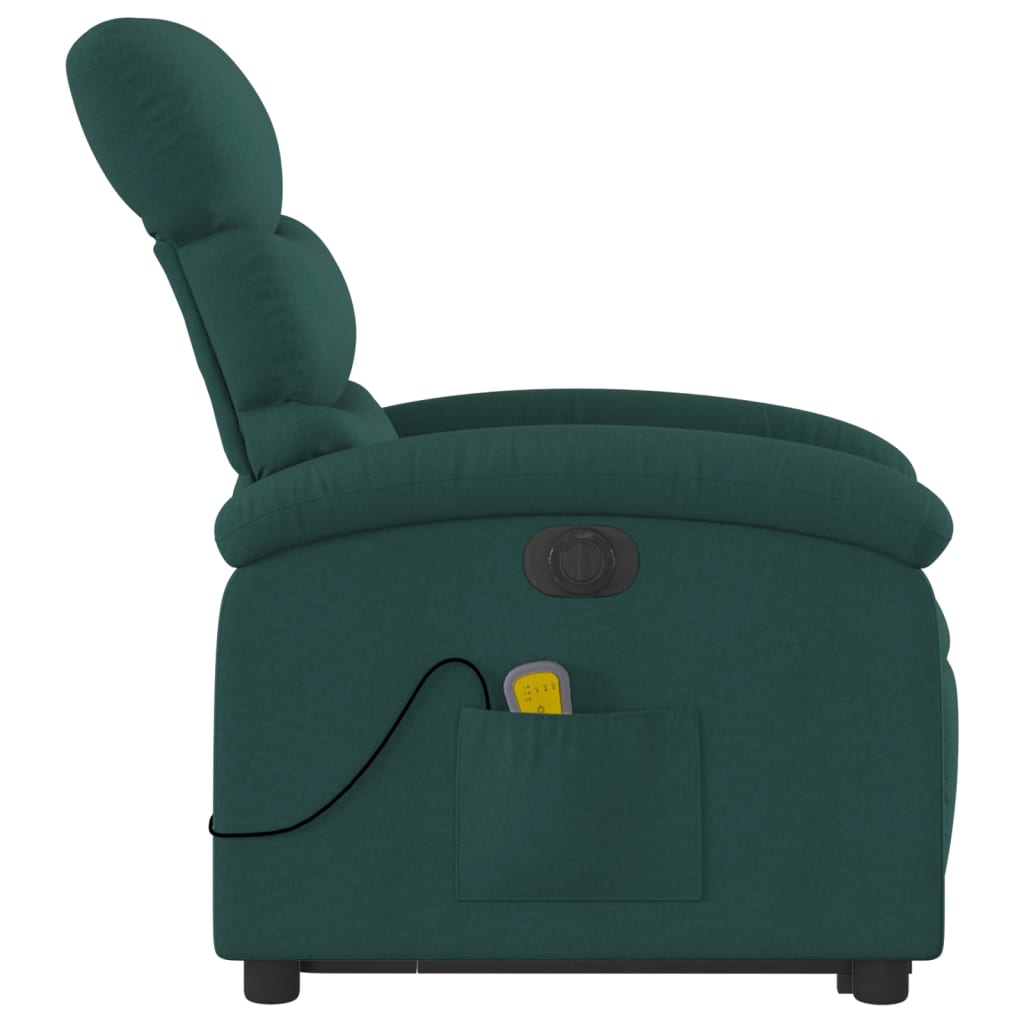 vidaXL Electric Stand up Massage Recliner Chair Dark Green Fabric