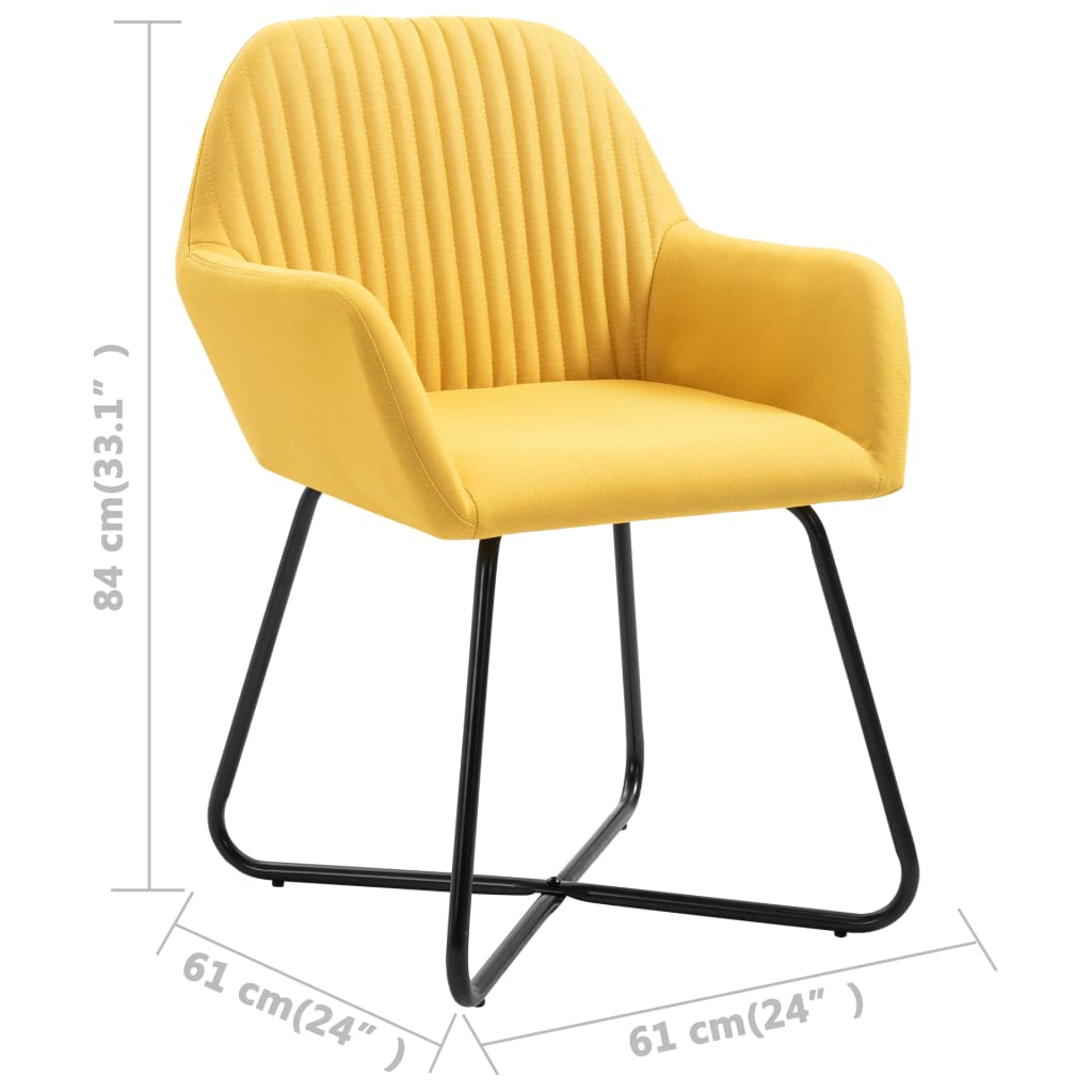 vidaXL Dining Chairs 2 pcs Yellow Fabric