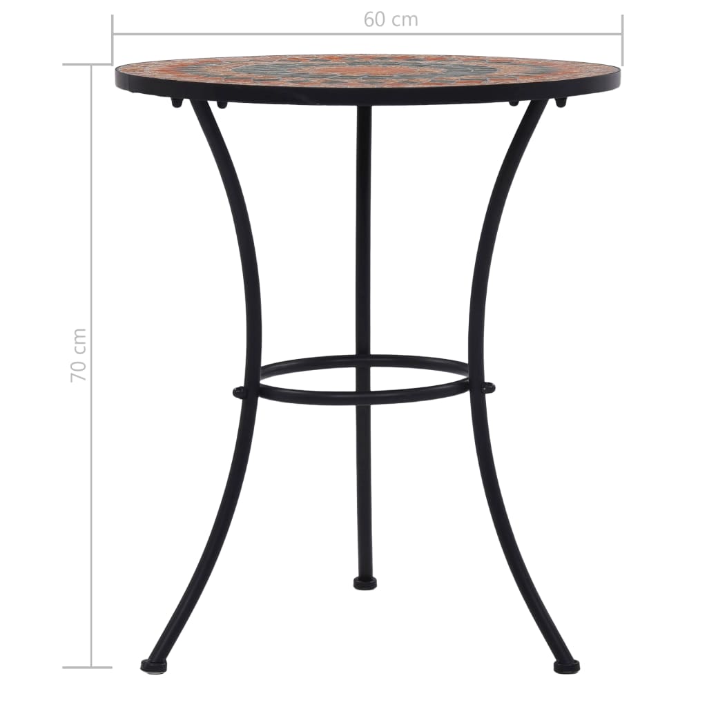 vidaXL Mosaic Bistro Table Orange/Grey 60cm Ceramic