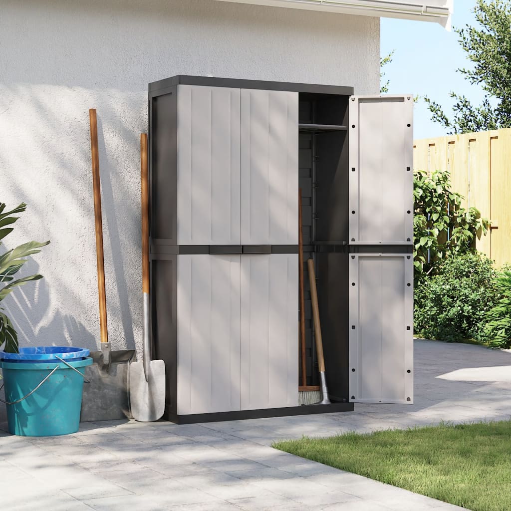 vidaXL Outdoor Storage Cabinet Grey and Black 97x37x165 cm PP