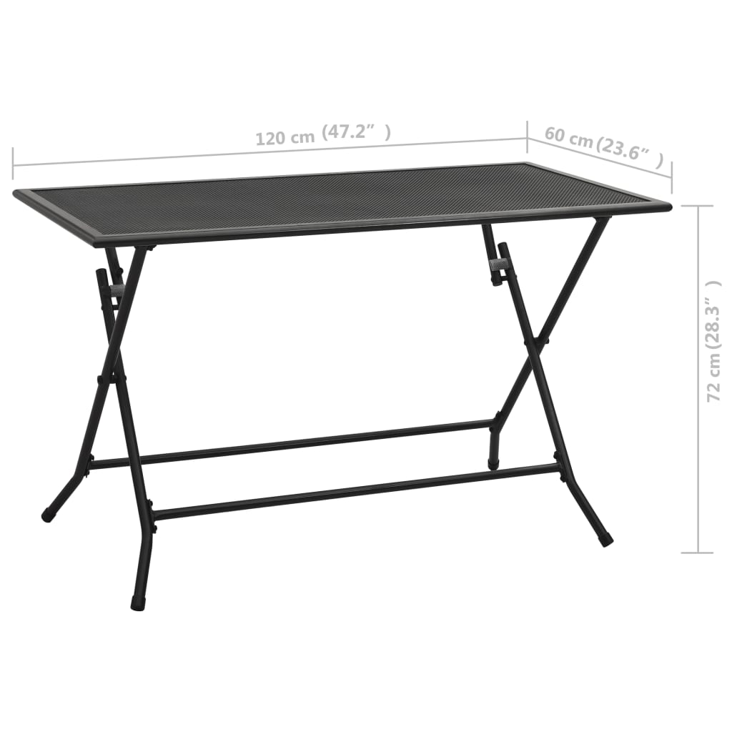 vidaXL Folding Mesh Table 120x60x72 cm Steel Anthracite