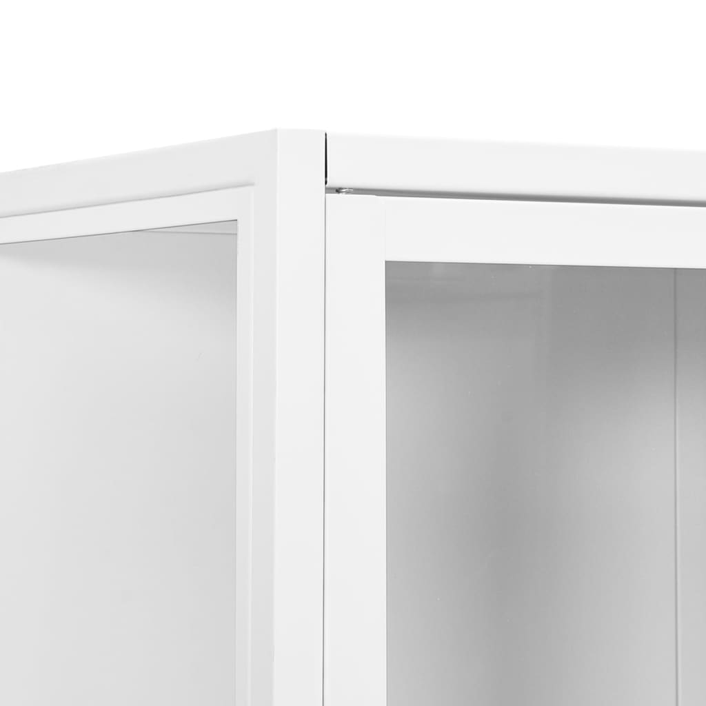 vidaXL Highboard White 80x35x135 cm Steel and Tempered Glass