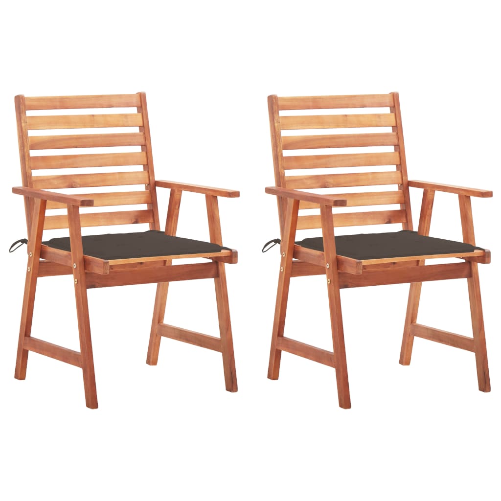 vidaXL Outdoor Dining Chairs 2 pcs with Cushions Solid Acacia Wood