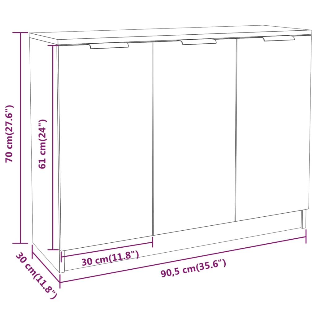 vidaXL Sideboard Black 90.5x30x70 cm Engineered Wood