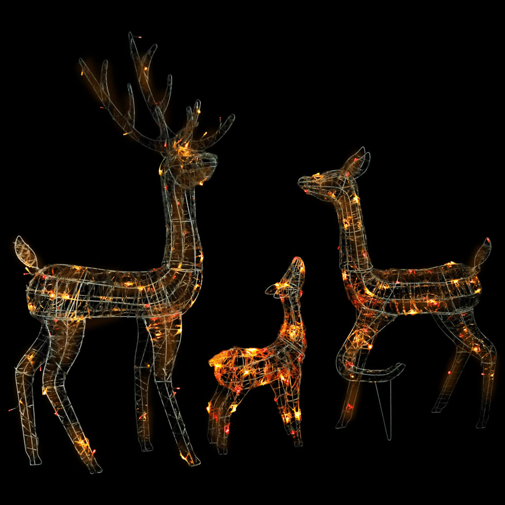 vidaXL Acrylic Reindeer Family Christmas Decoration 300 LED Colourful