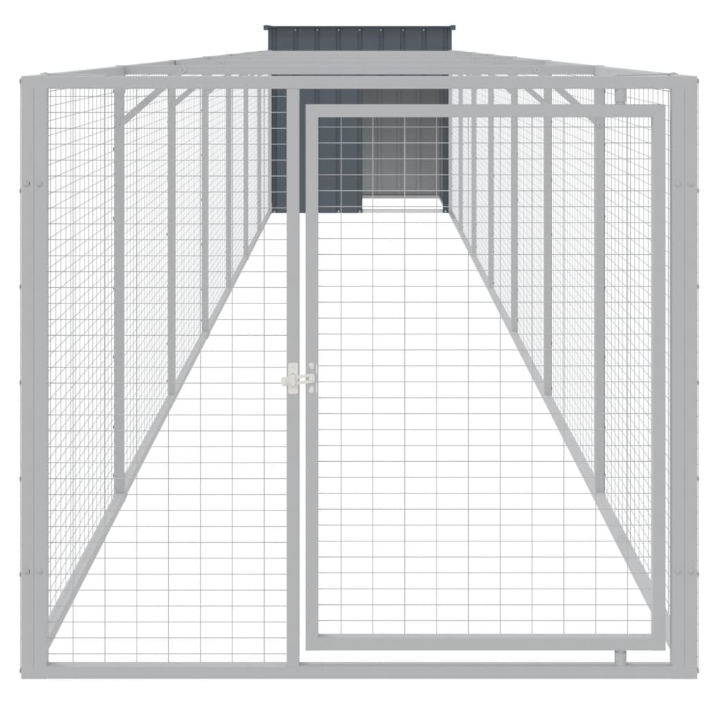 vidaXL Dog House with Run Anthracite 110x813x110 cm Galvanised Steel