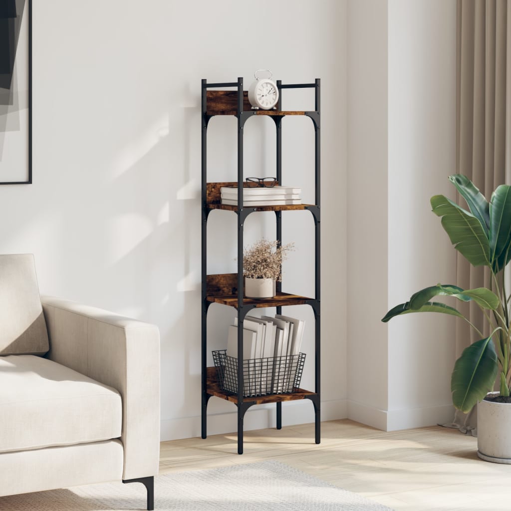 vidaXL Bookshelf 4-Tier Smoked Oak 35x30x138.5 cm Engineered Wood