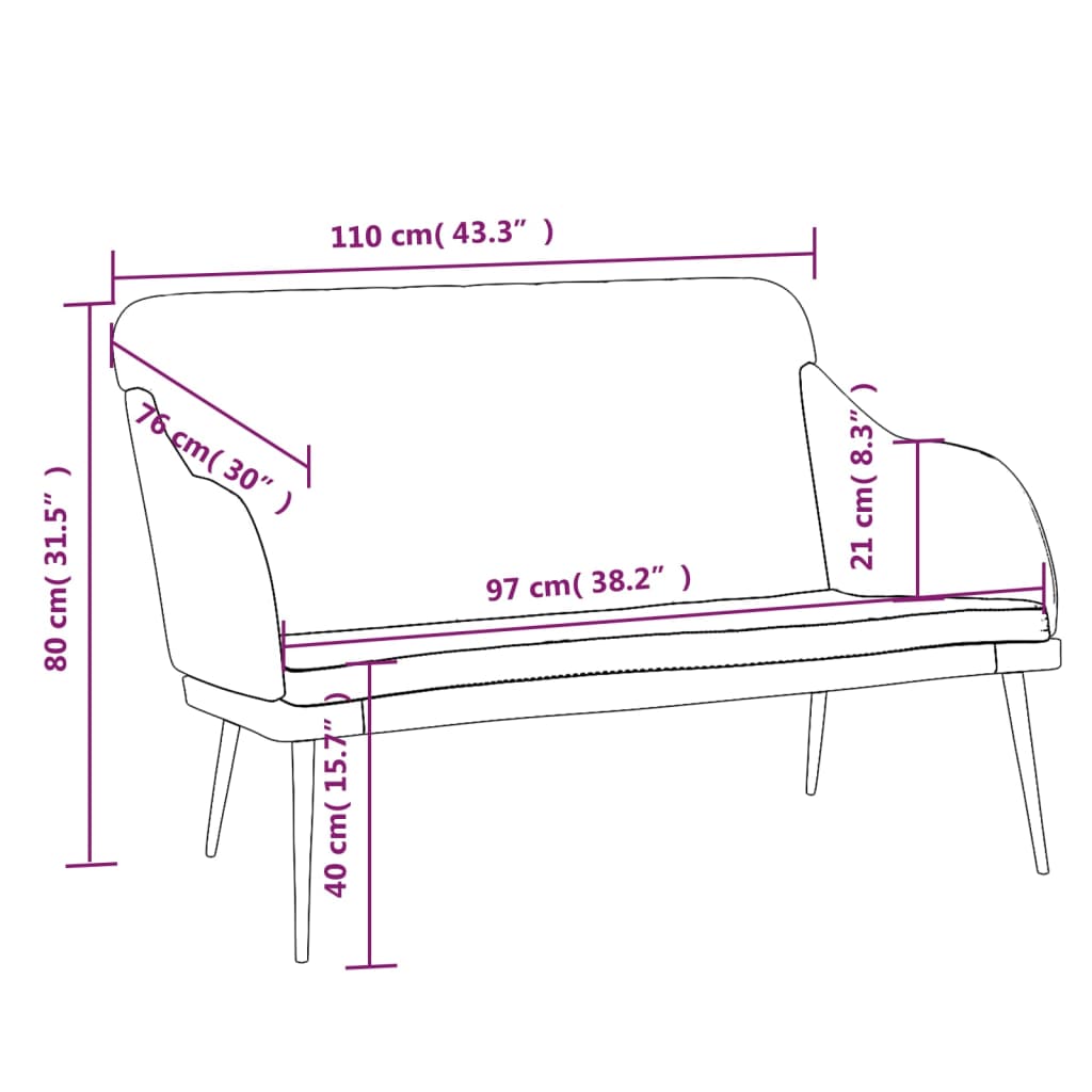 vidaXL Bench Light Grey 110x76x80 cm Velvet