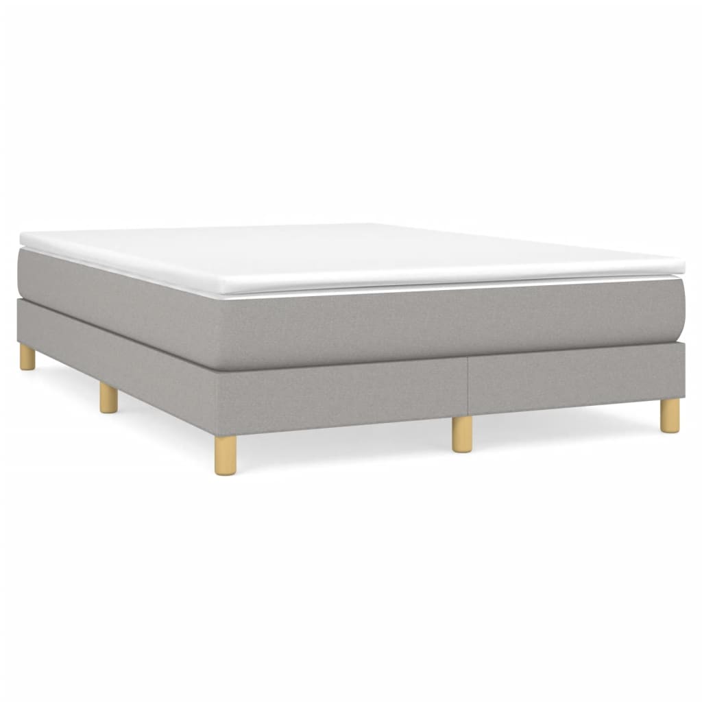 vidaXL Box Spring Bed Frame Light Grey 152x203 cm Queen Fabric