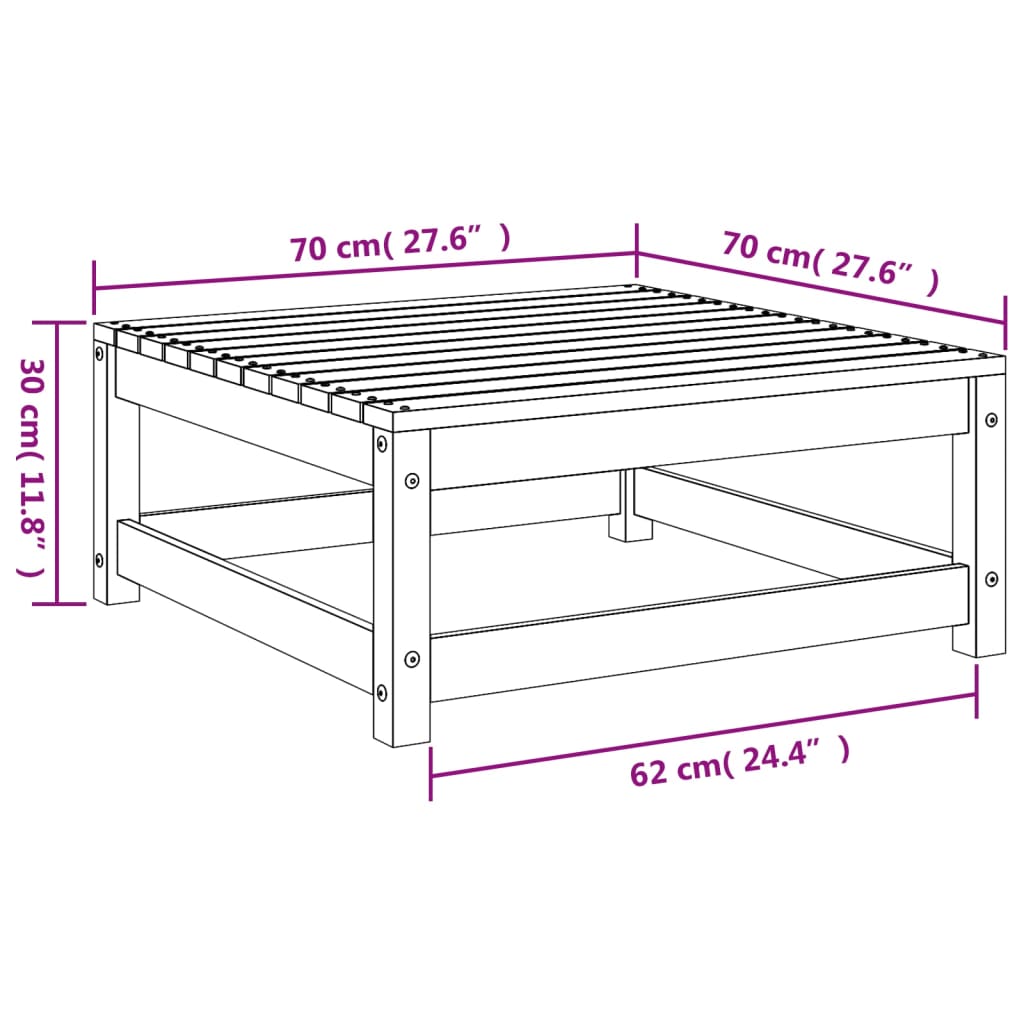 vidaXL Garden Footstool 70x70x30 cm Solid Wood Pine