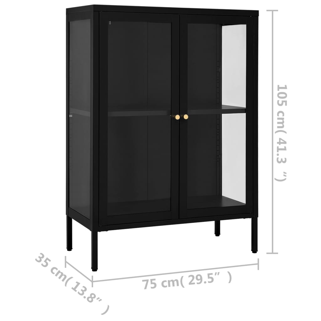 vidaXL Sideboard Black 75x35x105 cm Steel and Glass