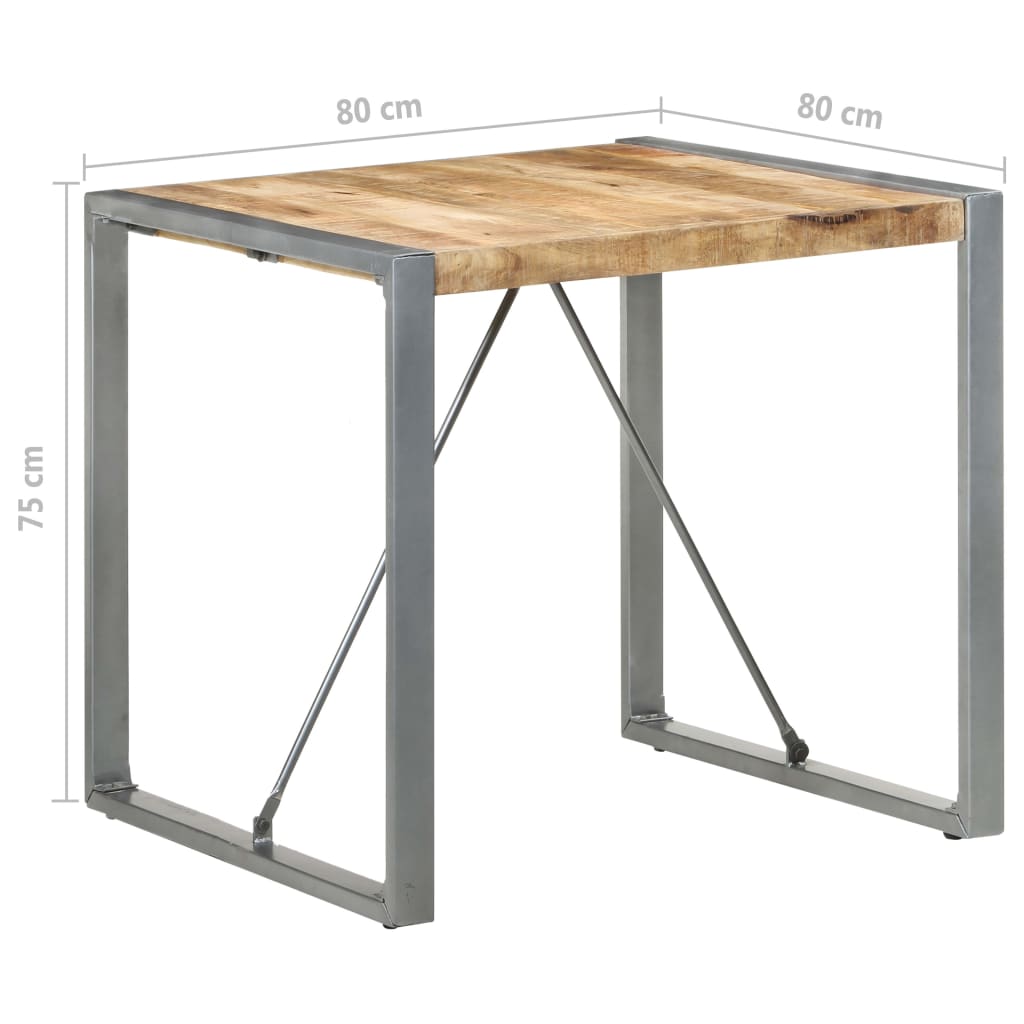 vidaXL Dining Table 80x80x75 cm Rough Mango Wood