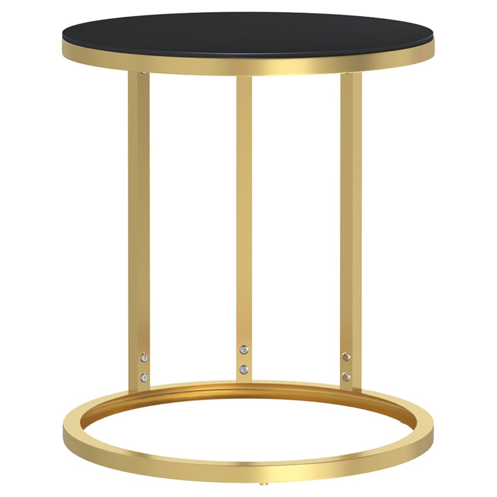 vidaXL Side Table Gold and Black 45 cm Tempered Glass