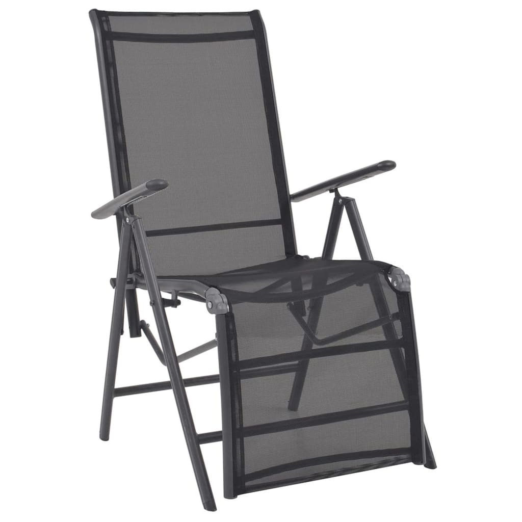 vidaXL Reclining Deck Chair Aluminium and Textilene Black