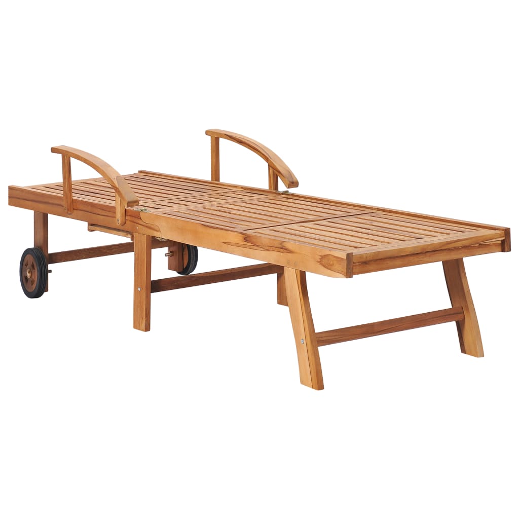 vidaXL Sun Lounger with Anthracite Cushion Solid Teak Wood