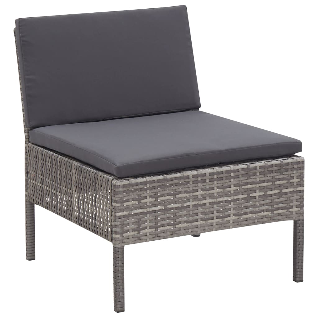 vidaXL 3 Piece Garden Lounge Set with Cushions Poly Rattan Grey