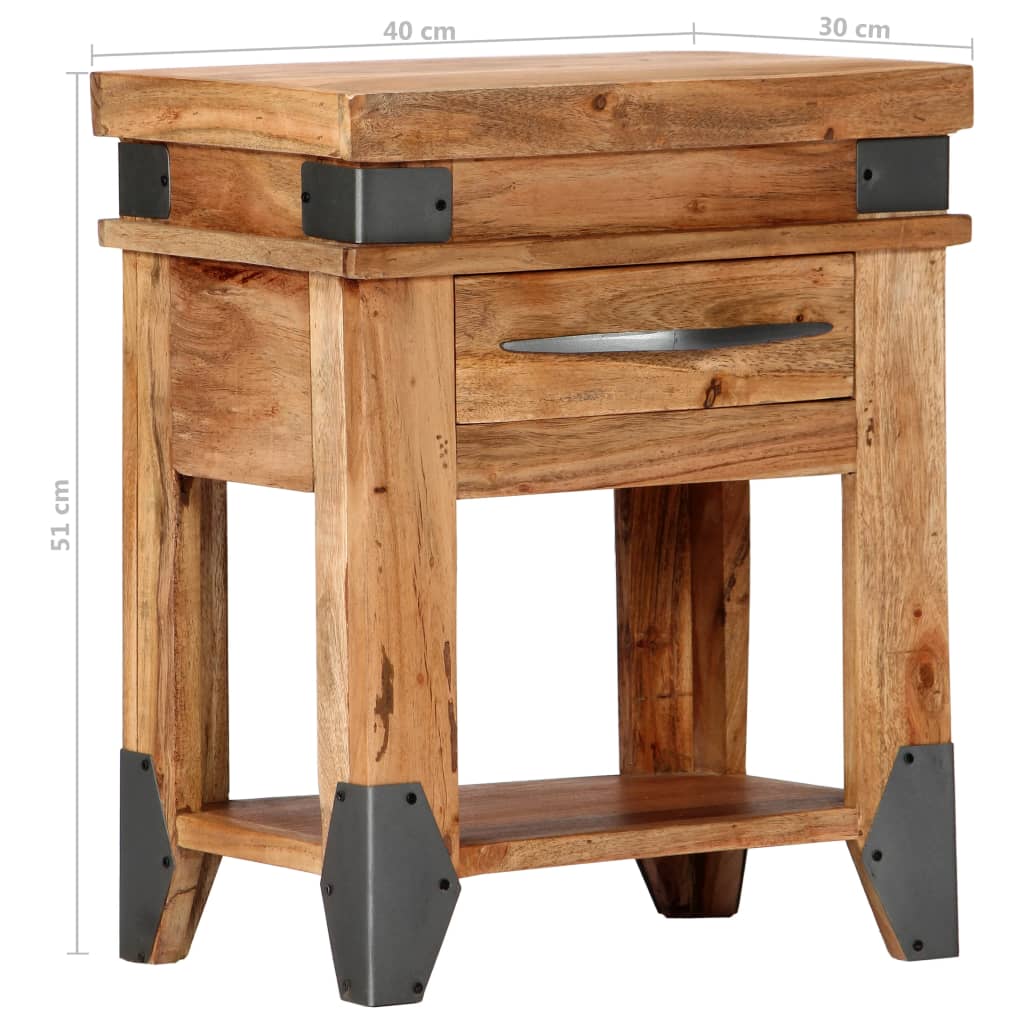 vidaXL Bedside Cabinet 40x30x51 cm Solid Acacia Wood