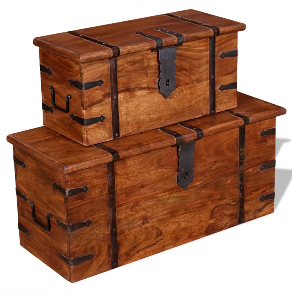 vidaXL Two Piece Storage Chest Set Solid Wood