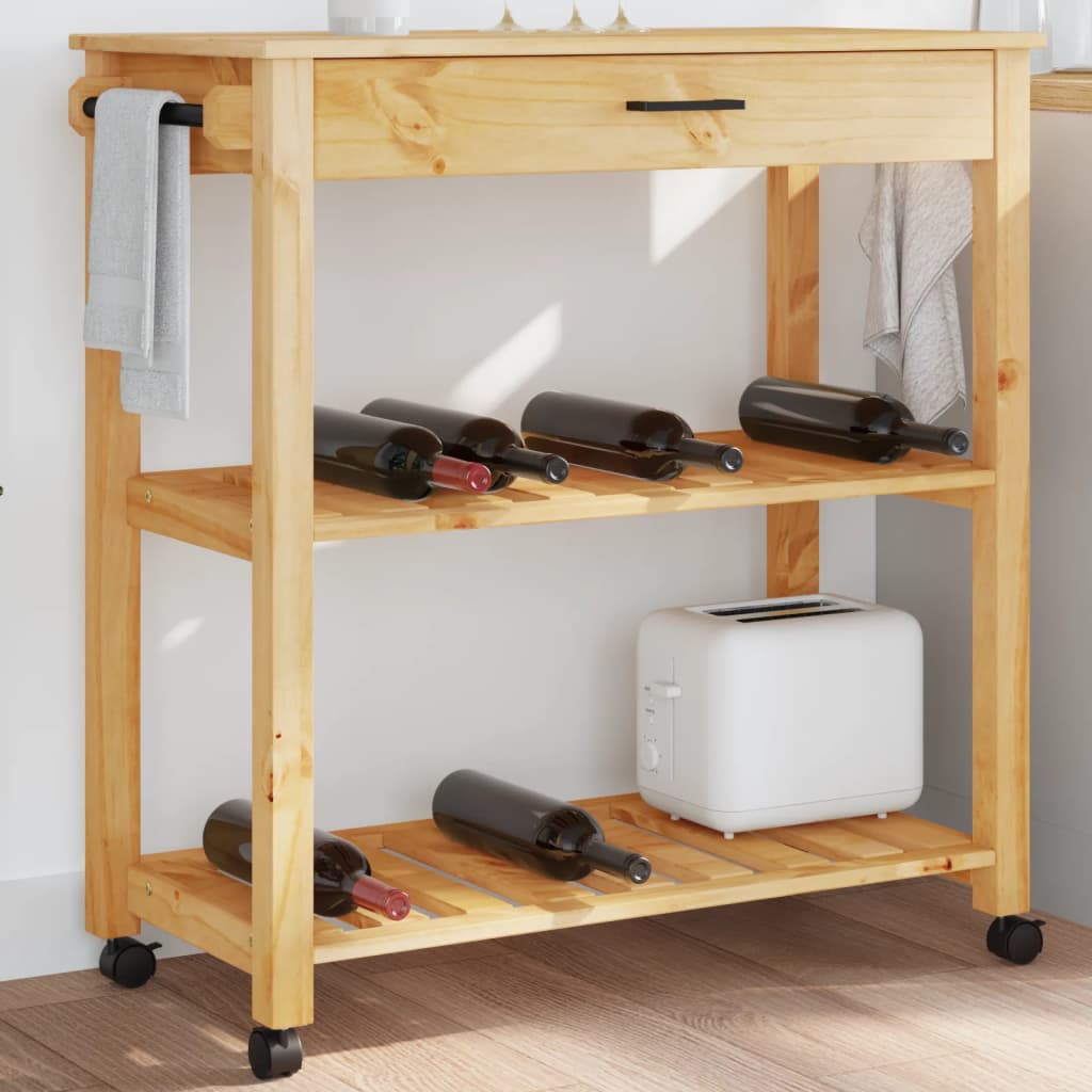 vidaXL Kitchen Trolley MONZA 84x40x90 cm Solid Wood Pine