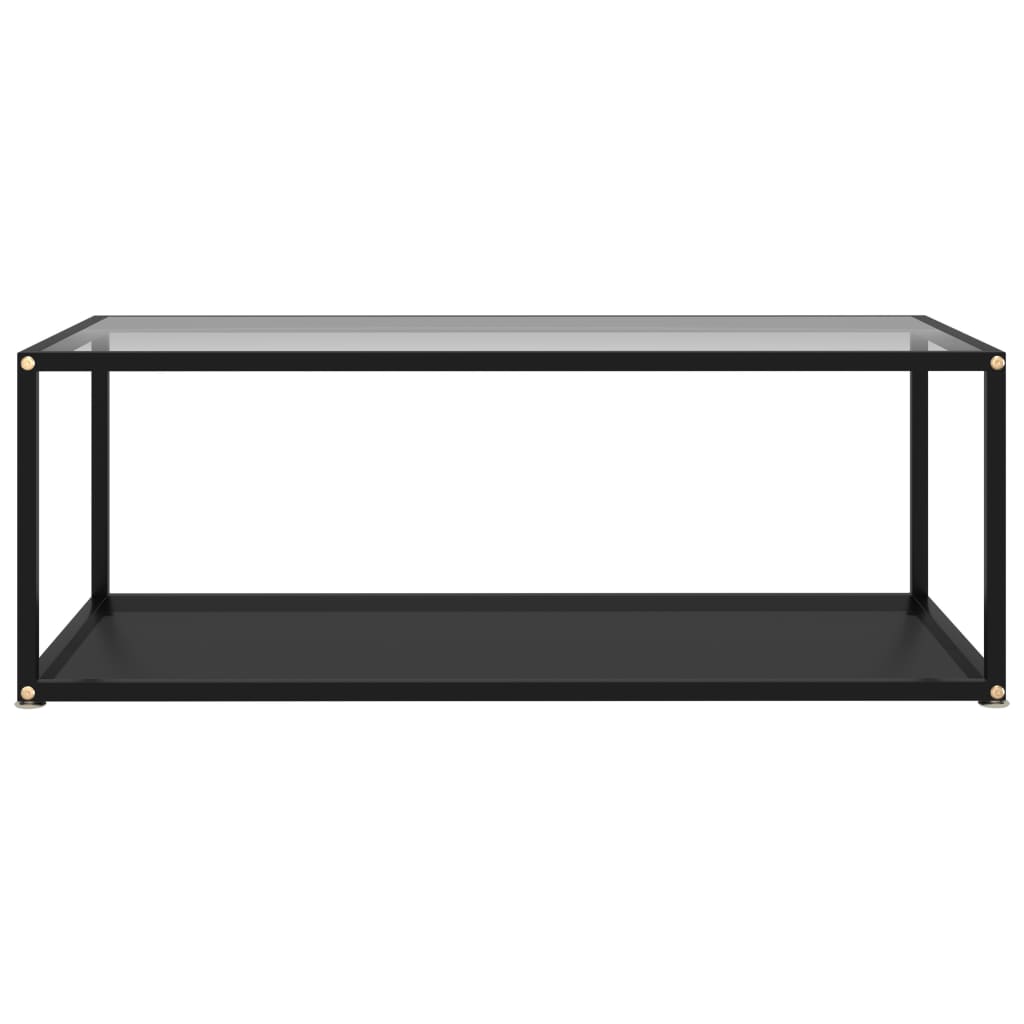 vidaXL Coffee Table Transparent and Black 100x50x35 cm Tempered Glass