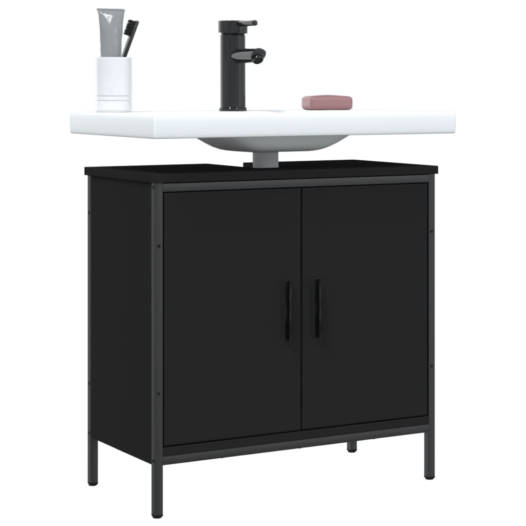 vidaXL Bathroom Sink Cabinet Black 60x30x60 cm Engineered Wood