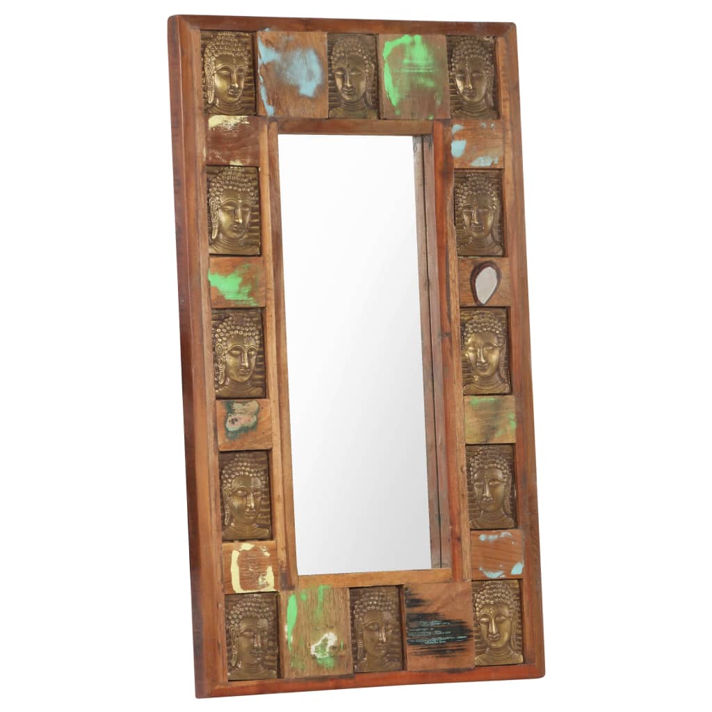vidaXL Mirror with Buddha Cladding 50x80 cm Solid Reclaimed Wood